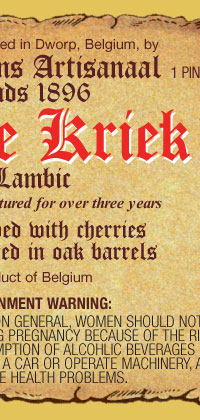 Hanssens Kriek 375mL bottle label.